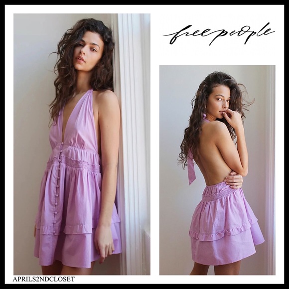 Free People Dresses & Skirts - FREE PEOPLE BOHO FLOWY HALTER MINI DRESS A2C